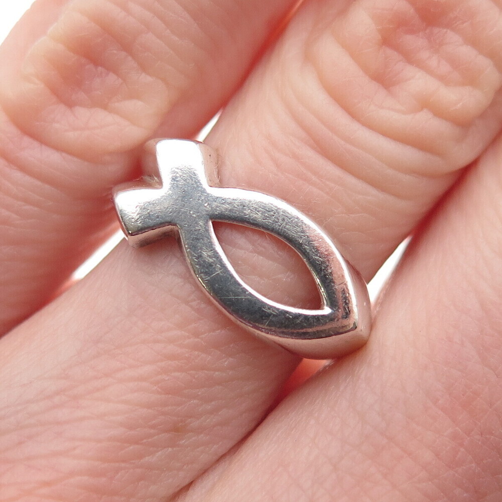 Chapal Zenray 925 Sterling Silver Vintage Ichthys Religious Ring Size 4.75